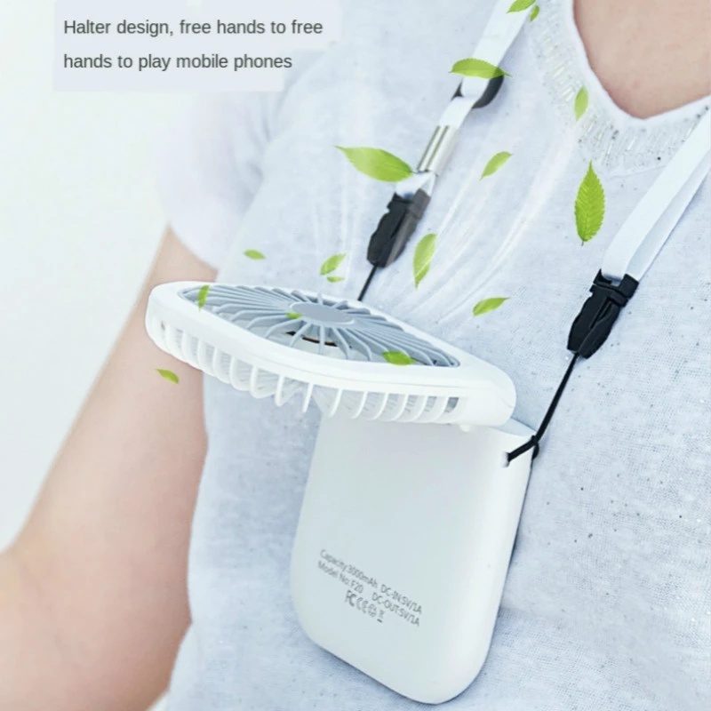 Portable Folding Fan with Usb Charger Cable / Portable Multifunctional Charger for Neck Hanging Small Fan