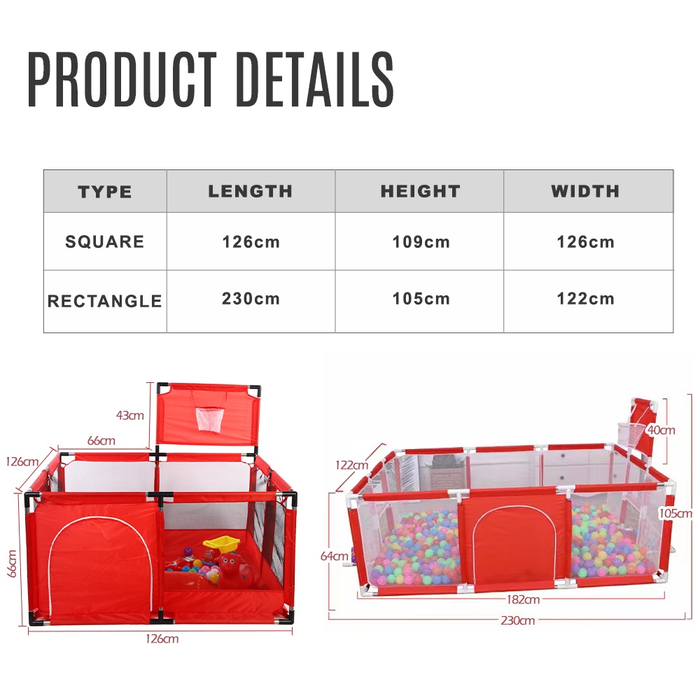 [MYSIA READY STOCK][1 SIZE][VISION Baby Kids Safety Playpen Play fence Kids Play House Playground Kids baby Toy]