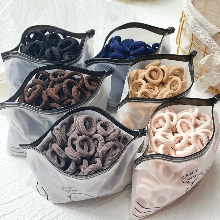 50PCS/Set Korean Elastic Hair Bands for Women Girls Solod Color Ponytail Holder Rubber Band Baby Headband Kids Hair Accessories