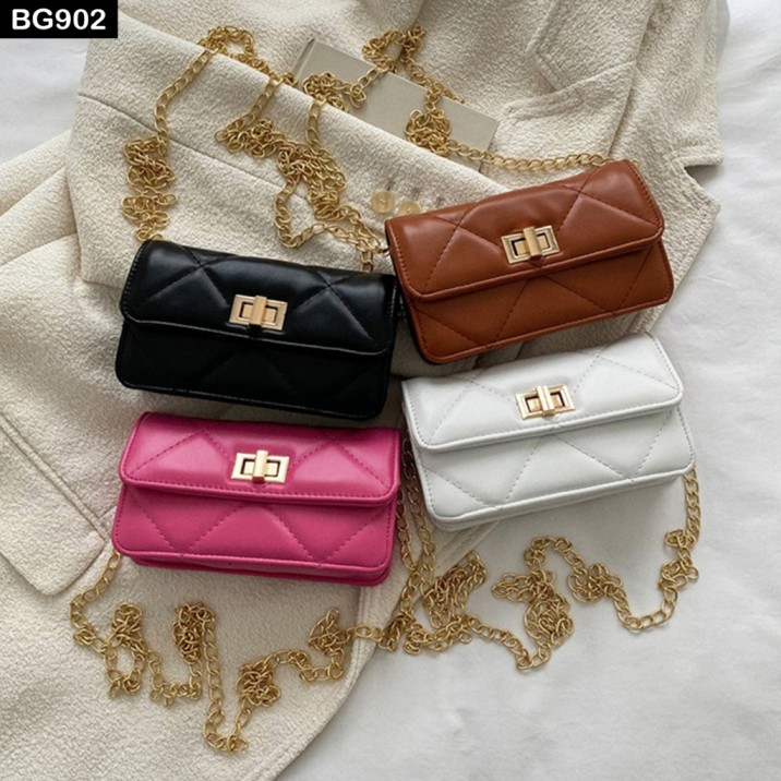 Ladies Chain Bag Rhombic Style Embroidery Thread Small Square Lock Shoulder Sling Bag BG902 BG940
