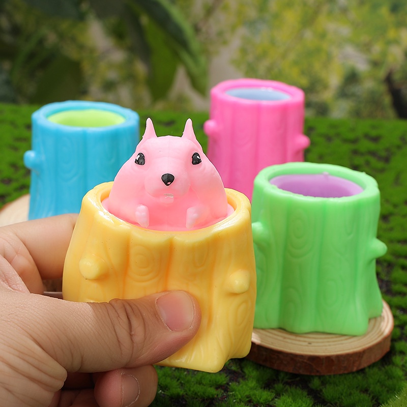 [New] Soft toys Cute cheese mouse cup Pinch mouse children's toys Press the toy office to unpack