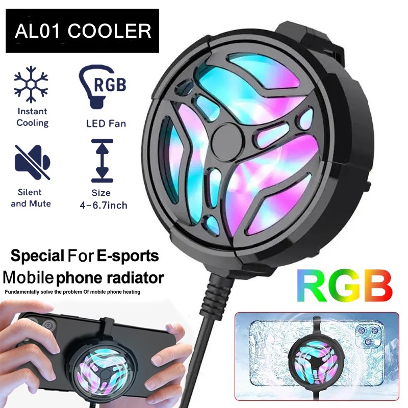 Universal RGB Mini Phone Cooling Fan USB Air-cooled Mobile Phones Radiator Gaming Cooler Compatible For IPhone Xiaomi Samsung